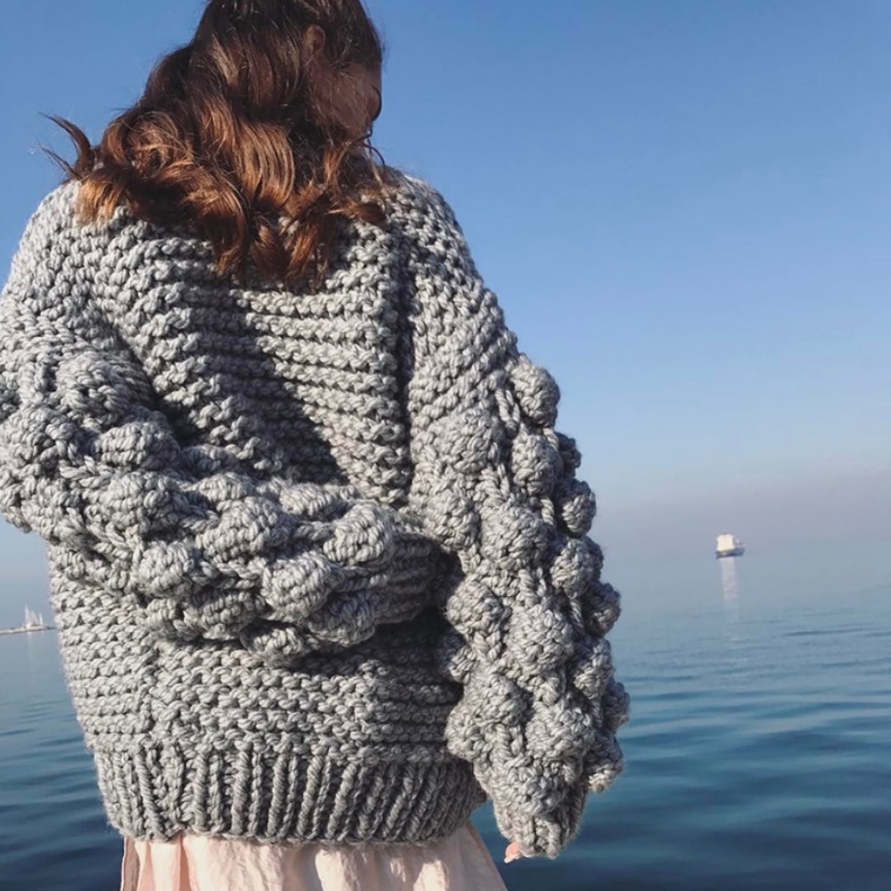 🎥 Chunky Pom Pom Open Cardigan - Picture 7 of 17